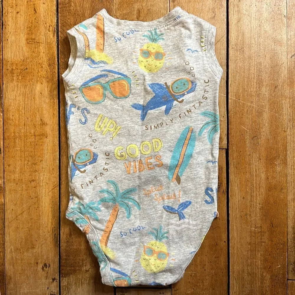 Carters onesie size 12 months Gray Sleeveless surf beach tank top vacation
